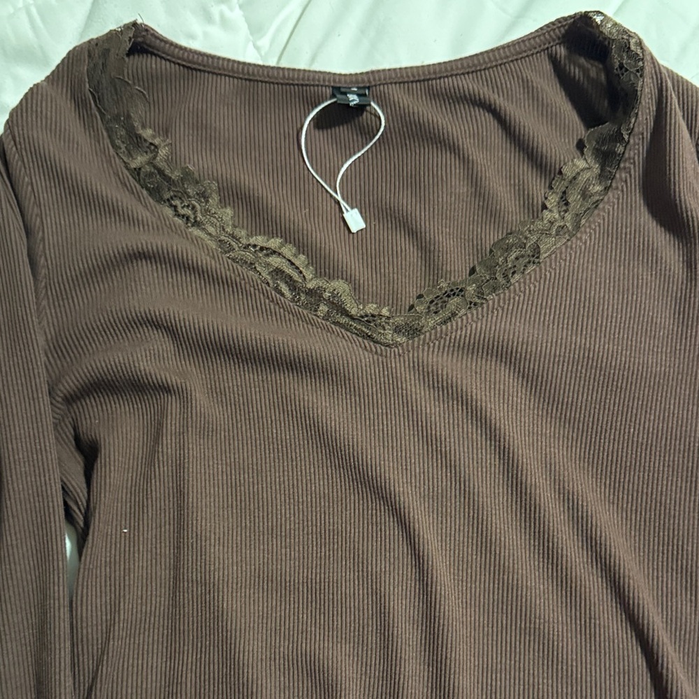 Women's Brown and Pink Long Sleeve Tops - Picture 2 of 3